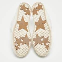 Pre Owned Jimmy Choo White Glitter And Leather Low Top Sneakers Size 41