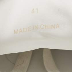 Pre Owned Jimmy Choo White Glitter And Leather Low Top Sneakers Size 41