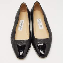 Pre Owned Jimmy Choo Black Patent and Leather Ballet Flats Size 36