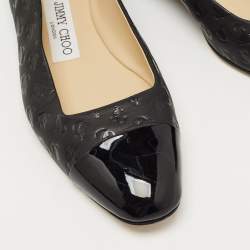 Pre Owned Jimmy Choo Black Patent and Leather Ballet Flats Size 36