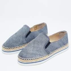 Pre Owned Jimmy Choo Blue Denim Slip On Espadrille Flats Size 39