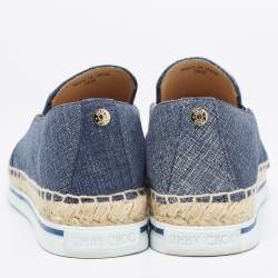Pre Owned Jimmy Choo Blue Denim Slip On Espadrille Flats Size 39