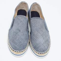 Pre Owned Jimmy Choo Blue Denim Slip On Espadrille Flats Size 39