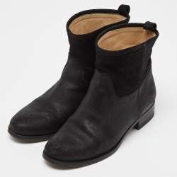 Jimmy Choo Black Rugged Suede Harley Ankle Boots Size 37