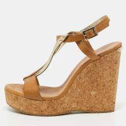 Jimmy Choo Brown Leather Ankle Strap Sandals Size 41  