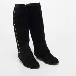 Pre Owned Jimmy Choo Black Suede Knee Length Boots Size 36