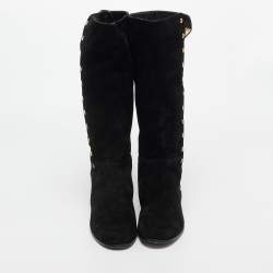 Pre Owned Jimmy Choo Black Suede Knee Length Boots Size 36