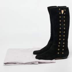 Pre Owned Jimmy Choo Black Suede Knee Length Boots Size 36