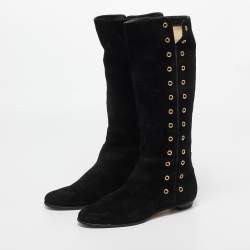 Pre Owned Jimmy Choo Black Suede Knee Length Boots Size 36