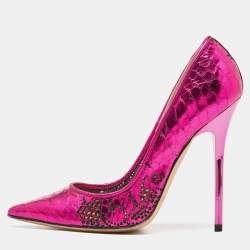 Pink on sale snakeskin pumps