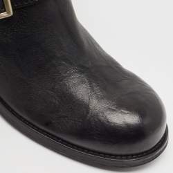 Pre Owned Jimmy Choo Black Leather Knee Length Boots Size 35.5