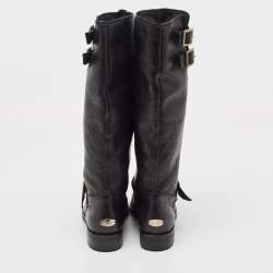 Pre Owned Jimmy Choo Black Leather Knee Length Boots Size 35.5