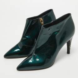 Jimmy Choo Green Patent Leather Ankle Boots Size 35.5