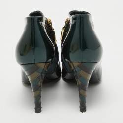 Jimmy Choo Green Patent Leather Ankle Boots Size 35.5