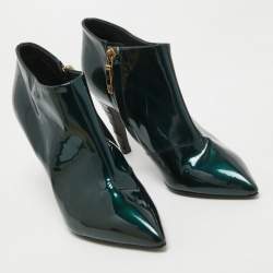 Jimmy Choo Green Patent Leather Ankle Boots Size 35.5