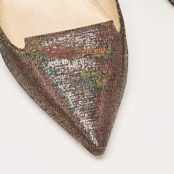 Pre Owned Jimmy Choo Metallic Laminated Suede Allure Pumps Size 38