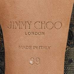 مملوكة مسبقًا Jimmy Choo Black Lace,Suede and Mesh Shar Open-Toe Slingback Sandals Size 39