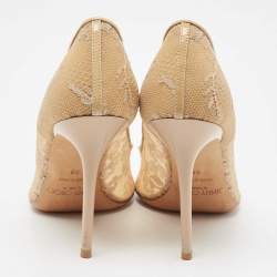 Jimmy Choo Beige Mesh and Patent Romy Pumps Size 38