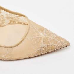 Jimmy Choo Beige Mesh and Patent Romy Pumps Size 38