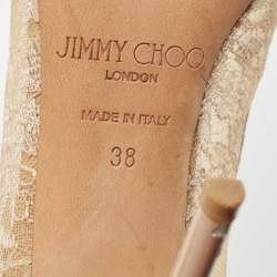 Jimmy Choo Beige Mesh and Patent Romy Pumps Size 38
