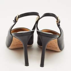 Pre Owned Jimmy Choo Black Leather Slingback Pumps Size 38