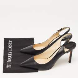 Pre Owned Jimmy Choo Black Leather Slingback Pumps Size 38
