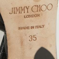 Pre Owned Jimmy Choo Black Leather Slingback Pumps Size 35