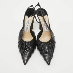 Pre Owned Jimmy Choo Black Leather Slingback Pumps Size 35