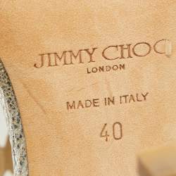 Jimmy Choo Silver Textured Leather Lance Sandals Size 40