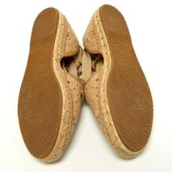 Pre Owned Jimmy Choo Beige Lace Embroidered Ankle Wrap Espadrille Flats Size 40