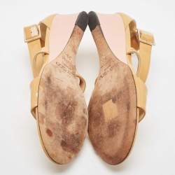 Pre Owned Jimmy Choo Light Orange Patent Leather Chiara Wedge Sandals Size 39