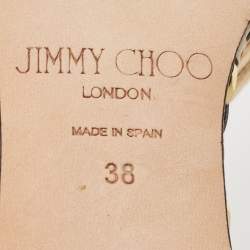 Pre Owned Jimmy Choo Gold Leather Almer Wedge Sandals Size 38