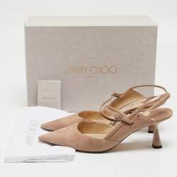 Pre Owned Jimmy Choo Beige Suede Ray Slingback Pumps Size 41