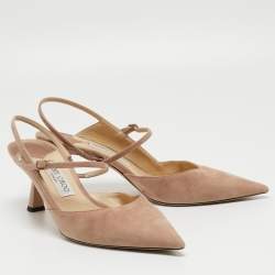 Pre Owned Jimmy Choo Beige Suede Ray Slingback Pumps Size 41