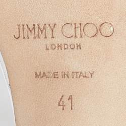 مملوكة مسبقًا Jimmy Choo Silver Laminated Leather Crystal Embellished Ankle Strap Sandals Size 41