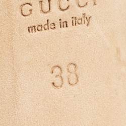 Gucci Two Tone Diamante Canvas and Leather Icon Bit Peep Toe Pumps Size 38