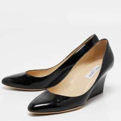 Pre Owned Jimmy Choo Black Patent Gilbert Wedge Pumps Size 39