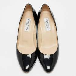 Pre Owned Jimmy Choo Black Patent Gilbert Wedge Pumps Size 39