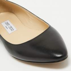 Pre Owned Jimmy Choo Black Leather Ballet Flats Size 39