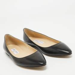Pre Owned Jimmy Choo Black Leather Ballet Flats Size 39