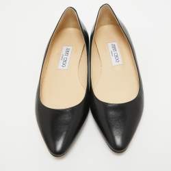 Pre Owned Jimmy Choo Black Leather Ballet Flats Size 39