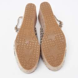 Pre Owned Jimmy Choo Two Tone Embossed Snakeskin Praise Wedge Slingback Pumps Size 36.5