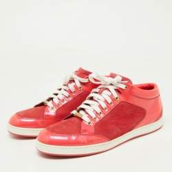 Pre Owned Jimmy Choo Two Tone Suede and Patent Leather Miami Sneakers Size 41