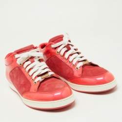 Pre Owned Jimmy Choo Two Tone Suede and Patent Leather Miami Sneakers Size 41