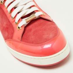 Pre Owned Jimmy Choo Two Tone Suede and Patent Leather Miami Sneakers Size 41