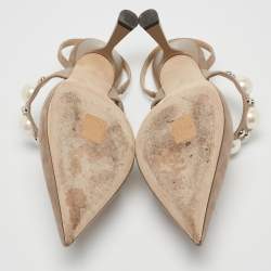 Pre Owned Jimmy Choo Grey Suede Breslin Slingback Pumps Size 40