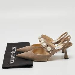 Pre Owned Jimmy Choo Grey Suede Breslin Slingback Pumps Size 40