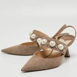 Pre Owned Jimmy Choo Grey Suede Breslin Slingback Pumps Size 40