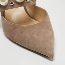 Pre Owned Jimmy Choo Grey Suede Breslin Slingback Pumps Size 40