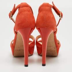 Jimmy Choo Orange Suede Ankle Strap Sandals Size 35.5